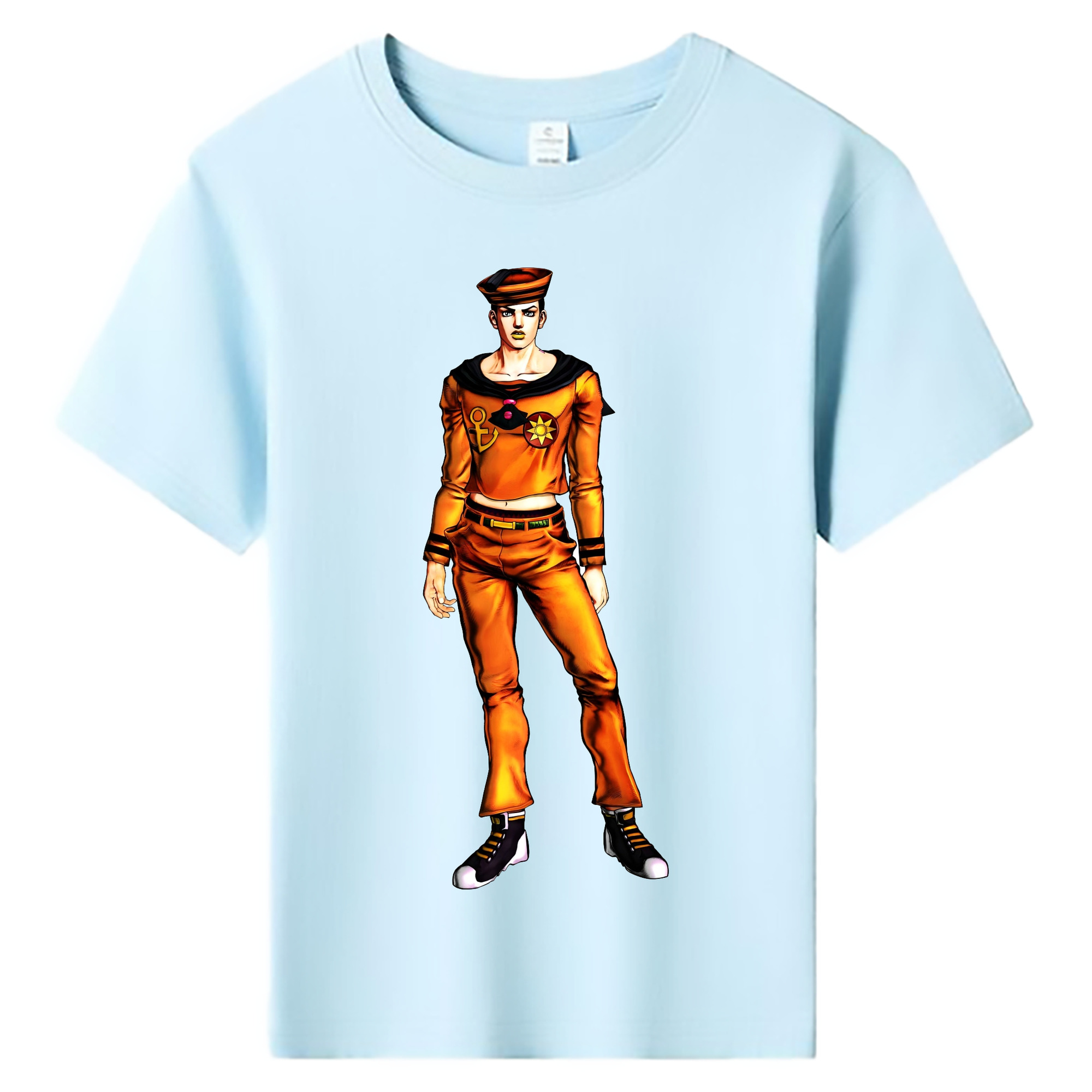 （画像用） ジョジョの奇妙な冒険 東方定助 JoJo's Bizarre Adventure Higashikata Josuke 綿100％キッズTシャツ（フロントプリント）